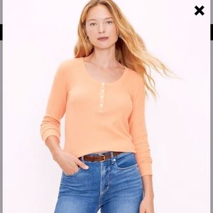 LOFT Waffle Knit Henry Top